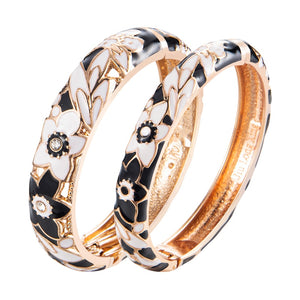 Bangle For Women Double Enamel Bangle Set Cloisonne Women's Jewelry Accessories Indian Style Dubai Trendy Metal Bracelet On Hand