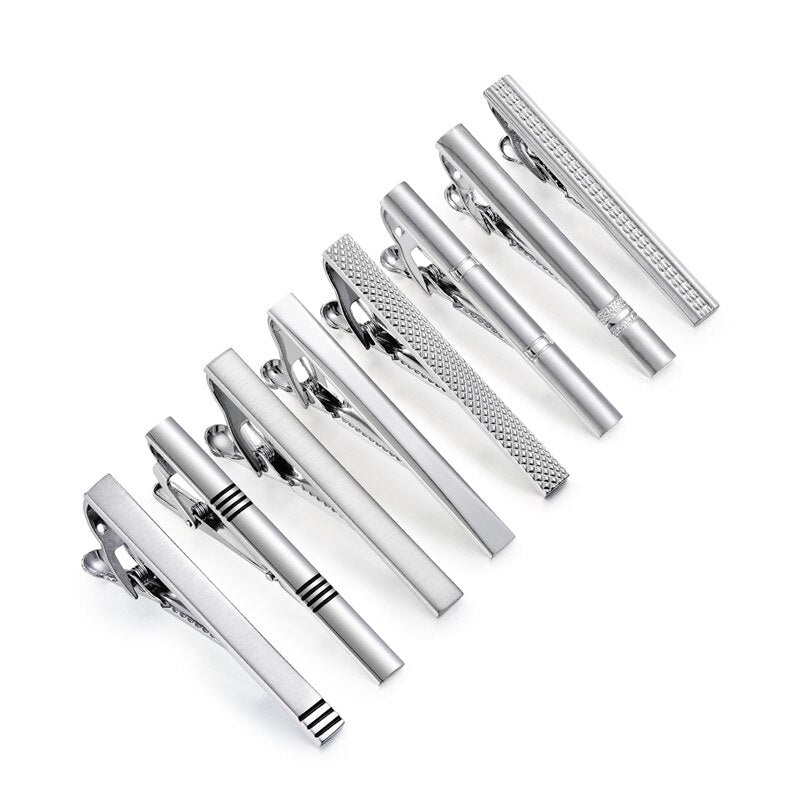 8 PCS Tie Clip Set With Gift Box Wedding Souvenir Guests Gifts Man Shirt Cufflink Men's Gift For Husband Luxury Jewelry Business