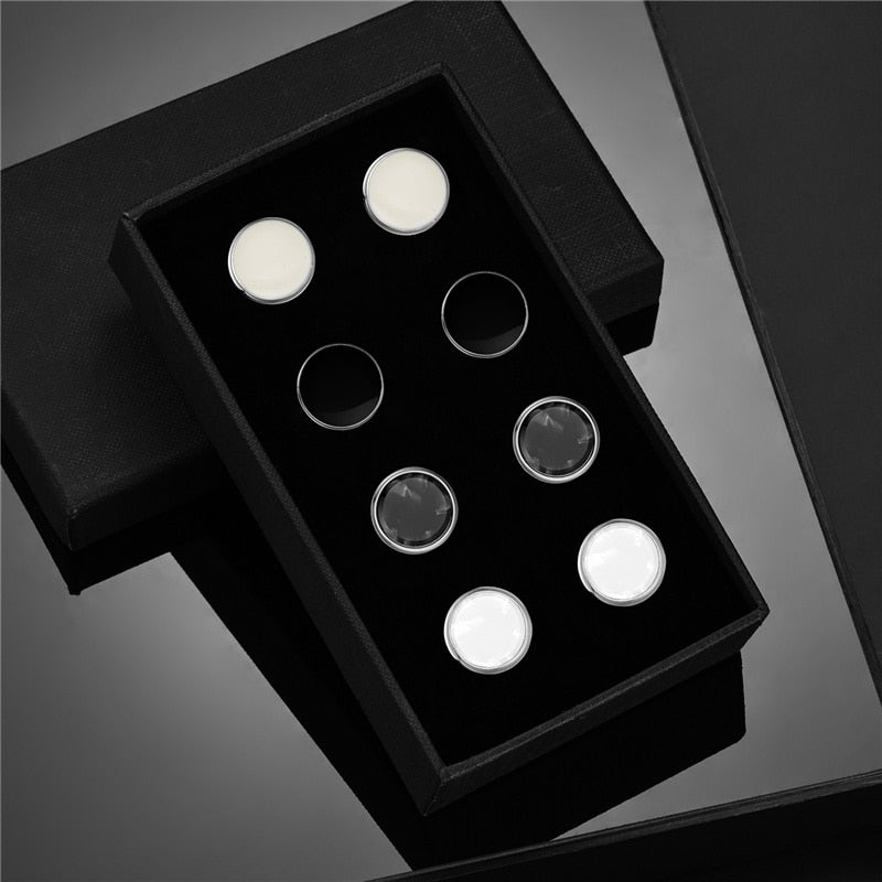 4 Pairs Set CuffLinks For Mens Wedding Guests Gift Souvenirs Man Shirt Cufflink With Gift Box Luxury Jewelry Business Tie Clips