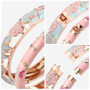 2 PCS Bangles For Women Bracelet On Hand Flower Animal Enamel Jewelry Women's Hand Bracelet Bangle Set Mother's Day Gift Wife
