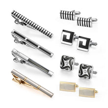 Cargar imagen en el visor de la galería, 4 Sets Tie Clips &amp; Cufflinks Set With Box Wedding Guests Gift Man Shirt Cufflink Pisa Ties For Men Luxury Men&#39;s Gift For Husband