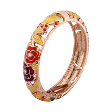 Load image into Gallery viewer, Floral Enamel Bracelets For Women Bangle On Hand Hawaiian Cloisonne India African Jewelry Women&#39;s Hand Bracelets Designer Gifts
