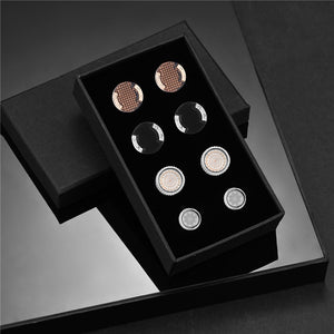 4 Pairs Set CuffLinks For Mens With Box Luxury Jewelry Gifts Man Shirt Cufflink Wedding Souvenirs For Guests Business Tie Clips