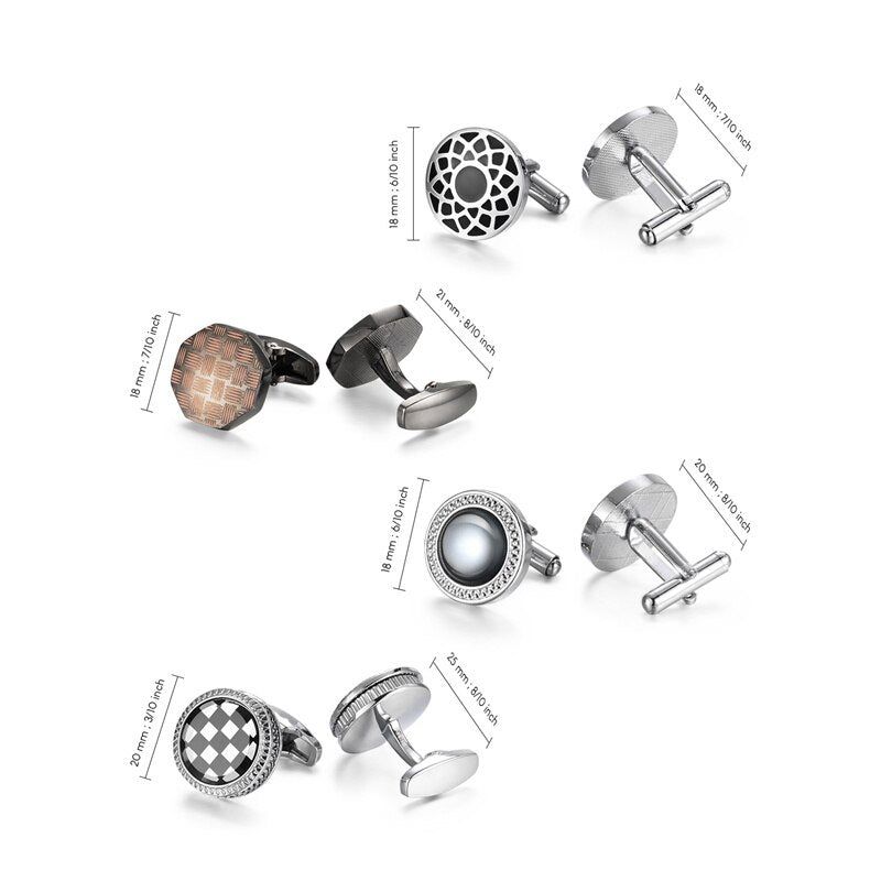 4 Pairs Set CuffLinks For Mens Wedding Guests Gift Souvenirs Man Shirt Cufflink With Gift Box Luxury Jewelry Business Tie Clips