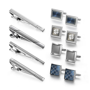 4 Sets Tie Clips And Cufflinks For Mens With Box Wedding Guests Gifts Man Shirt Cufflink Pisa Ties Luxury Men's Gift For Husband