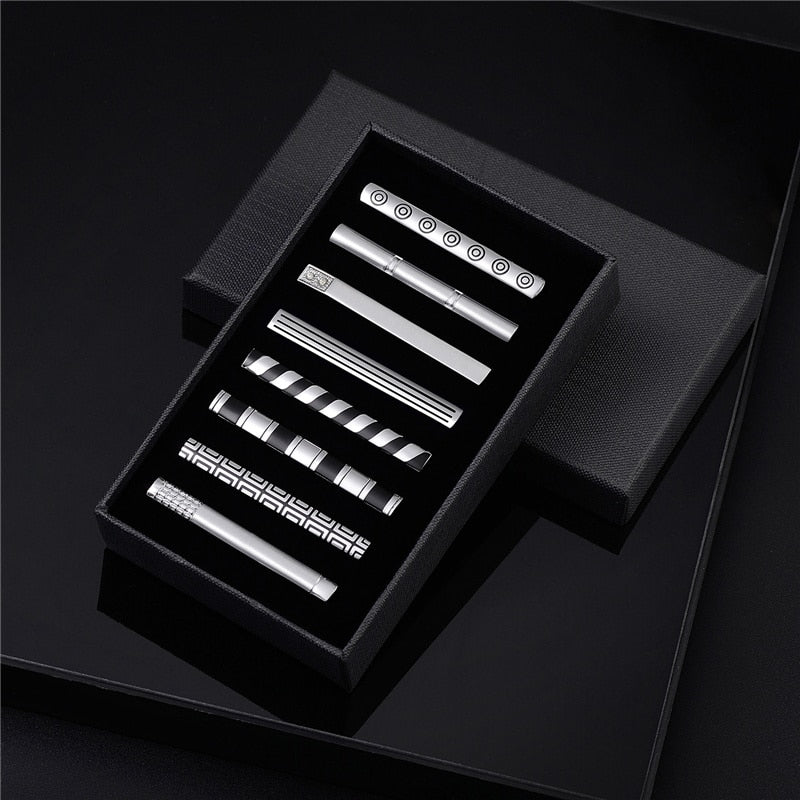 8 PCS Tie Clip Set With Gift Box Wedding Souvenir Guests Gifts Man Shirt Cufflink Men's Gift For Husband Luxury Jewelry Business