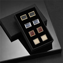 Load image into Gallery viewer, 4 Pairs Set Man Shirt Cufflink With Box Tie Clips Cufflinks For Mens Wedding Guests Gifts For Husband Luxury Jewelry Business