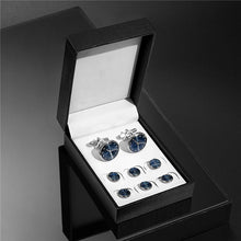 Load image into Gallery viewer, Wedding Man Cuff Link Set Luxury Man Shirt Cufflinks Blue Clock Wed Cufflink Shirts Studs Button And Cufflinks For Mens Tie Clip