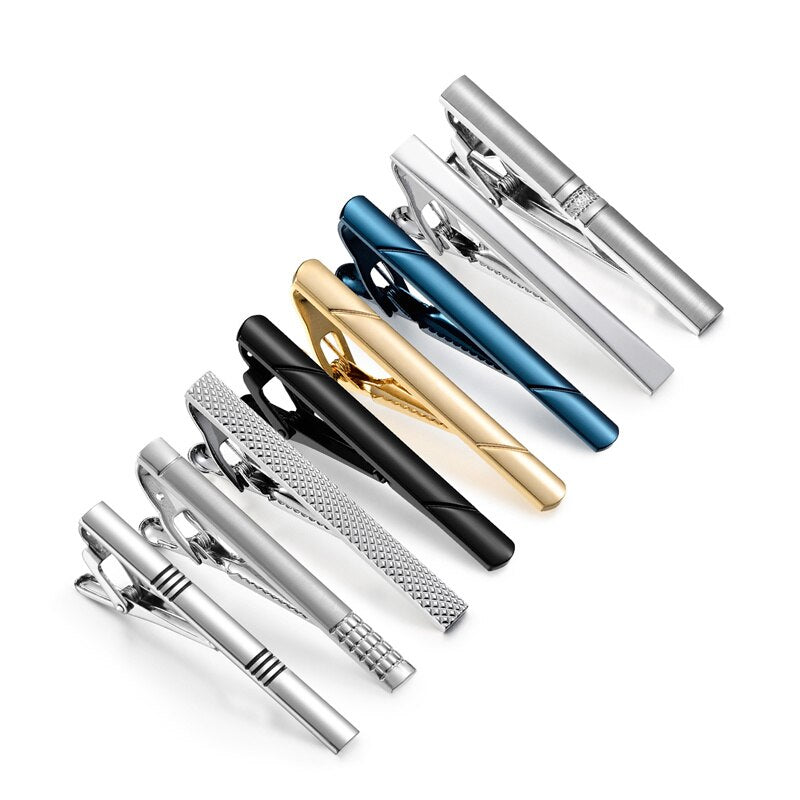 8 PCS Tie Clip Set With Gift Box Wedding Souvenir Guests Gifts Man Shirt Cufflink Men's Gift For Husband Luxury Jewelry Business