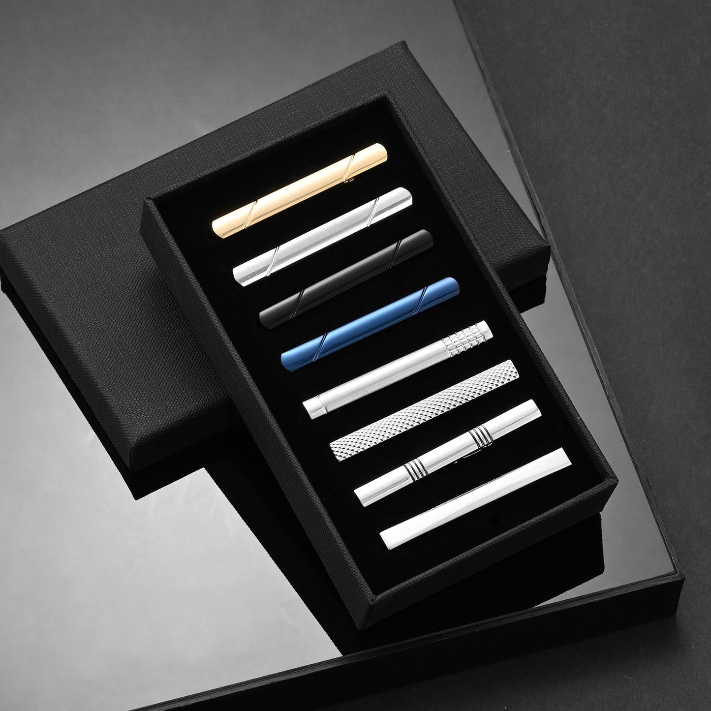 8 PCS Tie Clip Set With Gift Box Wedding Souvenir Guests Gifts Man Shirt Cufflink Men's Gift For Husband Luxury Jewelry Business
