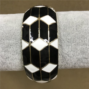 UJOY Wide Cuff Bracelet Latest Design Colorful Enamel  Handmade Spring Hinged  Jewelry  Gift