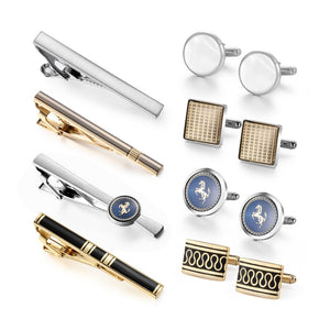 4 Sets Tie Clips And Cufflinks For Mens With Box Wedding Guests Gifts Man Shirt Cufflink Pisa Ties Luxury Men's Gift For Husband
