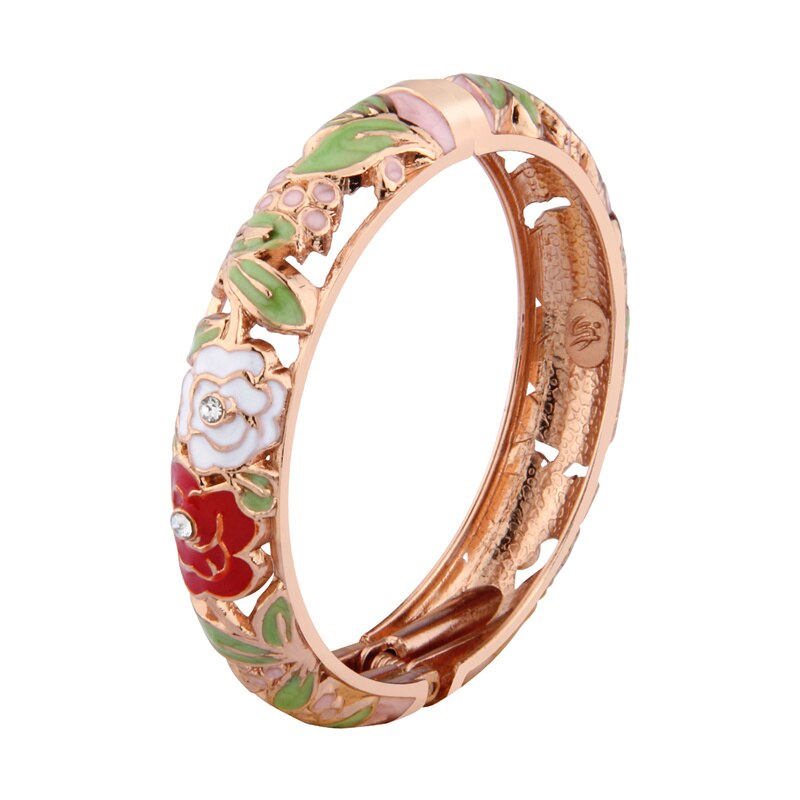 Floral Enamel Bracelets For Women Bangle On Hand Hawaiian Cloisonne India African Jewelry Women's Hand Bracelets Designer Gifts