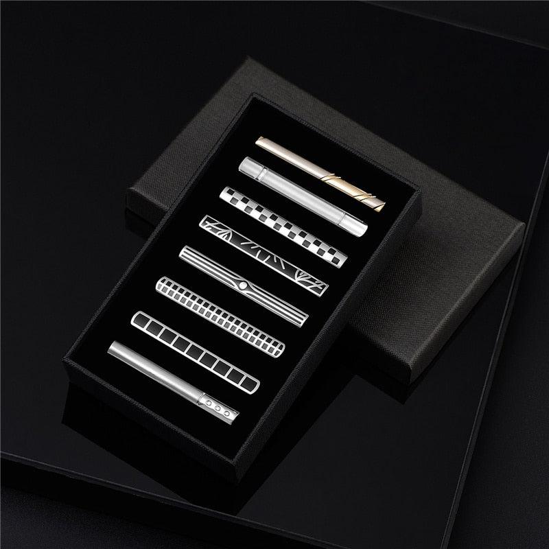 8 PCS Tie Clip Set With Gift Box Wedding Souvenir Guests Gifts Man Shirt Cufflink Men's Gift For Husband Luxury Jewelry Business