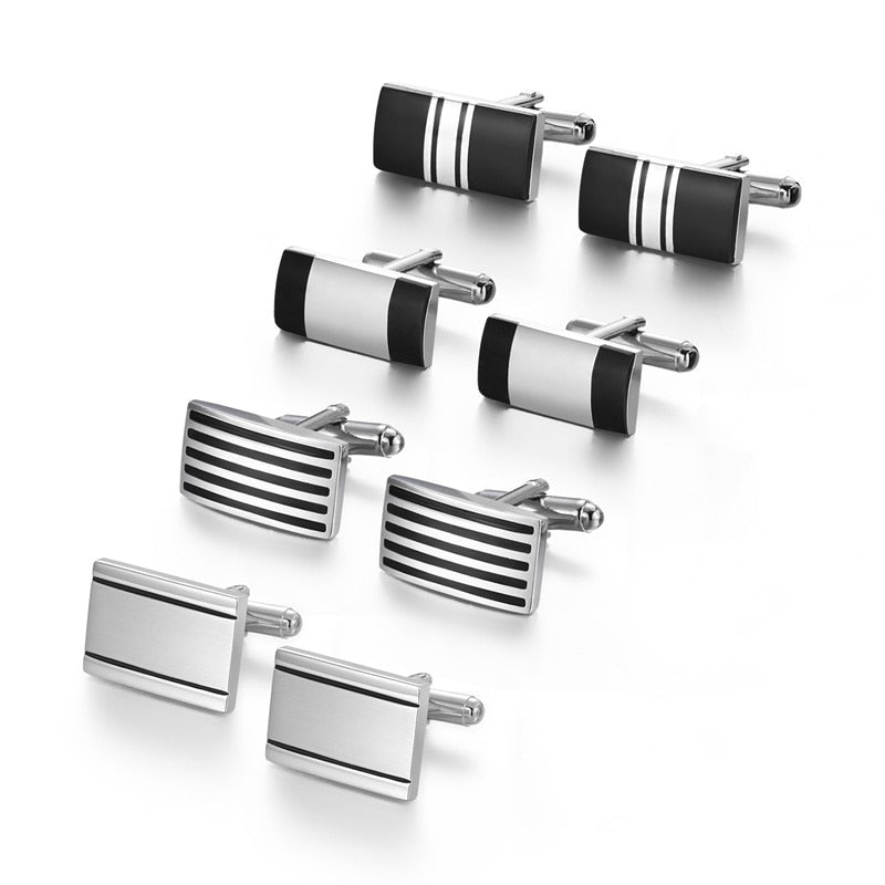 4 Pairs Set CuffLinks For Mens Wedding Guests Gift Souvenirs Man Shirt Cufflink With Gift Box Luxury Jewelry Business Tie Clips
