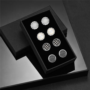 4 Pairs Set CuffLinks For Mens With Box Luxury Jewelry Gifts Man Shirt Cufflink Wedding Souvenirs For Guests Business Tie Clips