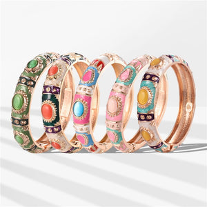 5 PCS Set Enamel Bracelets For Women Bangle On Hand Hawaiian India Cloisonne African Jewelry Women's Hand Bracelet Designer Gift
