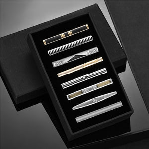 8 PCS Tie Clip Set With Gift Box Wedding Souvenir Guests Gifts Man Shirt Cufflink Men's Gift For Husband Luxury Jewelry Business