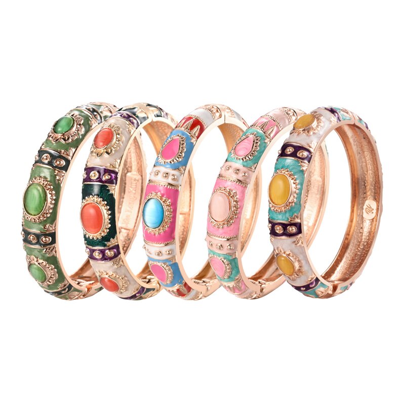 5 PCS Set Enamel Bracelets For Women Bangle On Hand Hawaiian India Cloisonne African Jewelry Women's Hand Bracelet Designer Gift