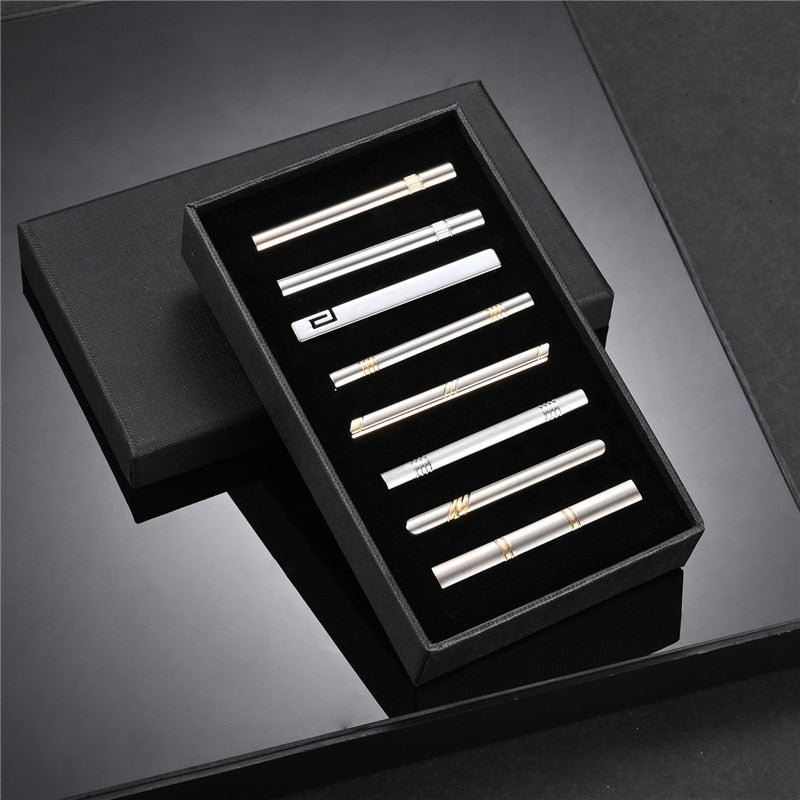 8 PCS Tie Clip Set With Gift Box Wedding Souvenir Guests Gifts Man Shirt Cufflink Men's Gift For Husband Luxury Jewelry Business