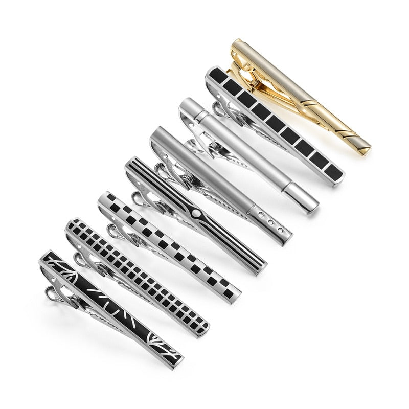 8 PCS Tie Clip Set With Gift Box Wedding Souvenir Guests Gifts Man Shirt Cufflink Men's Gift For Husband Luxury Jewelry Business