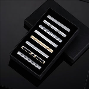 8 PCS Tie Clip Set With Gift Box Wedding Souvenir Guests Gifts Man Shirt Cufflink Men's Gift For Husband Luxury Jewelry Business