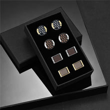 Load image into Gallery viewer, 4 Pairs Set CuffLinks For Mens With Box Luxury Jewelry Gifts Man Shirt Cufflink Wedding Souvenirs For Guests Business Tie Clips