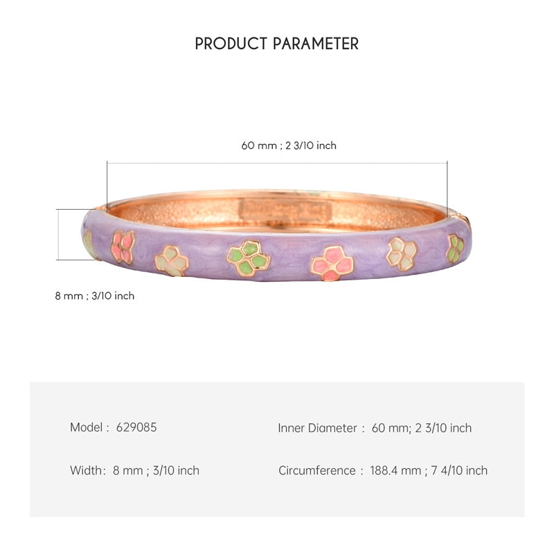 Enamel Floral Bracelets For Women Bangle On Hand Hawaiian Cloisonne India African Jewelry Women's Hand Bracelets Designer Gifts