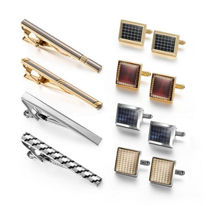 4 Sets Tie Clips & Cufflinks For Men Man Shirt Cufflink Wedding Guests Gift With Box Pisa Ties Pin Luxury Men's Gift For Husband