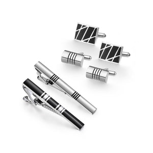 2 Sets Tie Clips Cufflinks Set With Box Man Shirt Cufflink Wedding Guests Gifts Pisa Ties For Men Luxury Men's Gift For Husband