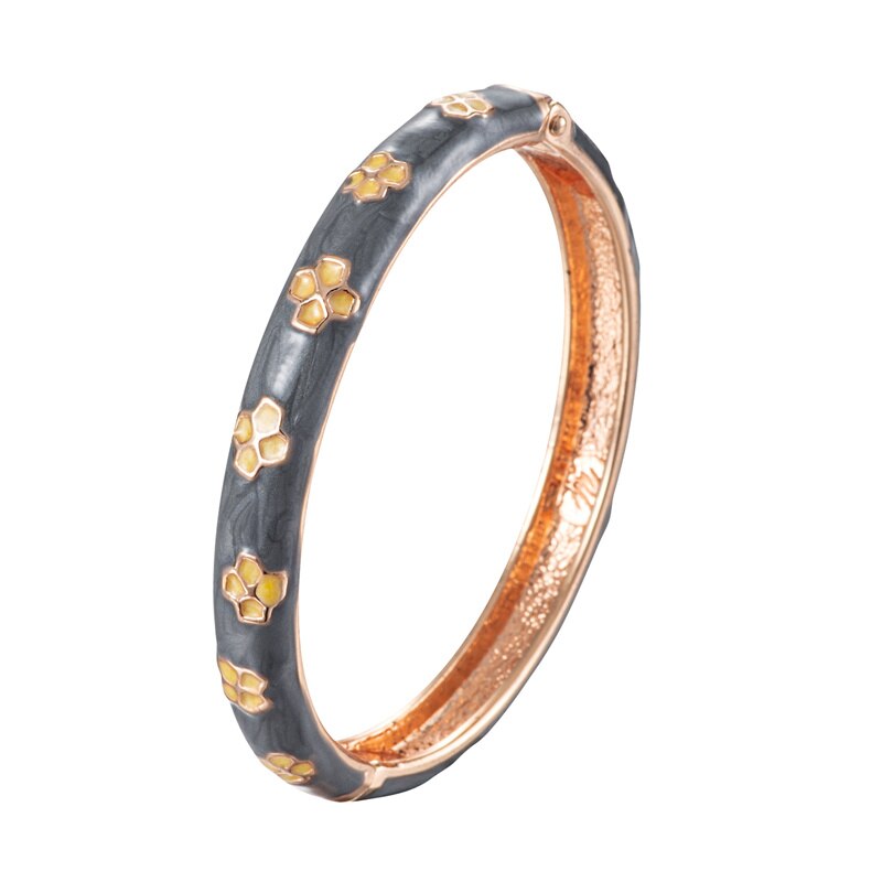 Enamel Floral Bracelets For Women Bangle On Hand Hawaiian Cloisonne India African Jewelry Women's Hand Bracelets Designer Gifts
