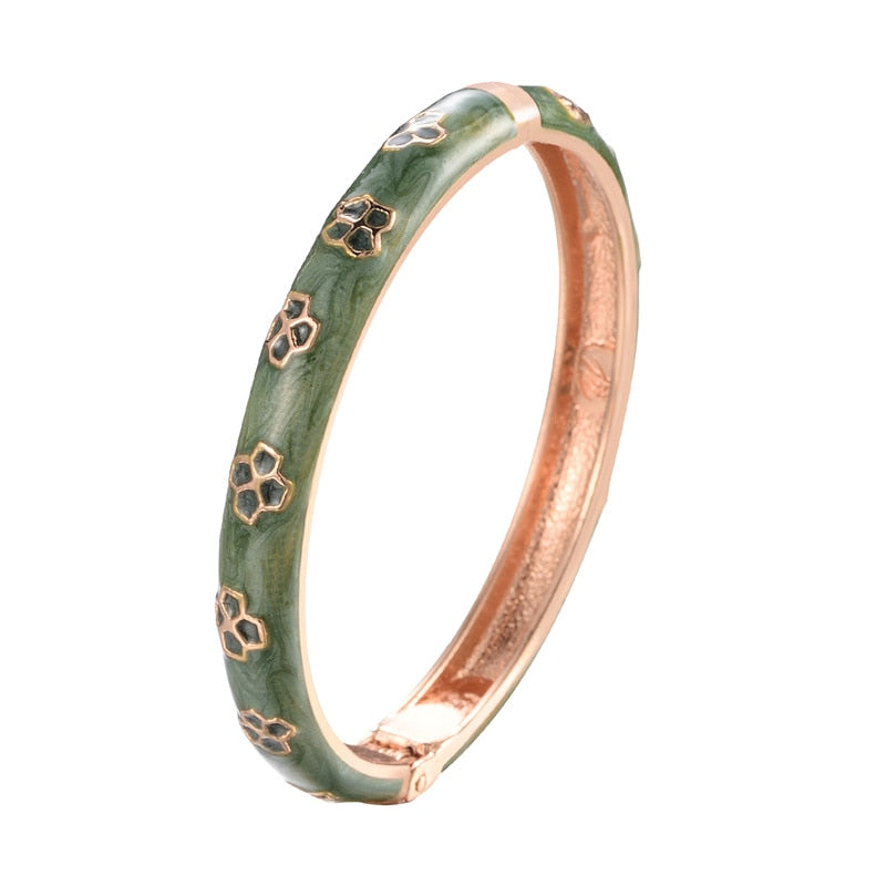 Enamel Floral Bracelets For Women Bangle On Hand Hawaiian Cloisonne India African Jewelry Women's Hand Bracelets Designer Gifts