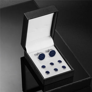 Wedding Man Cuff Link Set Luxury Man Shirt Cufflinks Blue Clock Wed Cufflink Shirts Studs Button And Cufflinks For Mens Tie Clip