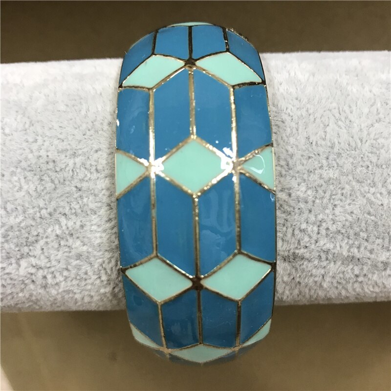 UJOY Wide Cuff Bracelet Latest Design Colorful Enamel  Handmade Spring Hinged  Jewelry  Gift