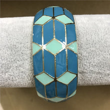 Load image into Gallery viewer, UJOY Wide Cuff Bracelet Latest Design Colorful Enamel  Handmade Spring Hinged  Jewelry  Gift