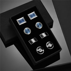 4 Pairs Set CuffLinks For Mens Wedding Guests Gift Souvenirs Man Shirt Cufflink With Gift Box Luxury Jewelry Business Tie Clips