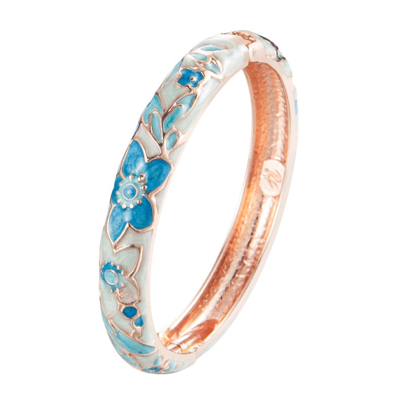 Bangle For Women Double Enamel Bangle Set Cloisonne Women's Jewelry Accessories Indian Style Dubai Trendy Metal Bracelet On Hand