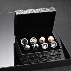 4 Pairs Set CuffLinks For Mens Wedding Guests Gift Souvenirs Man Shirt Cufflink With Gift Box Luxury Jewelry Business Tie Clips