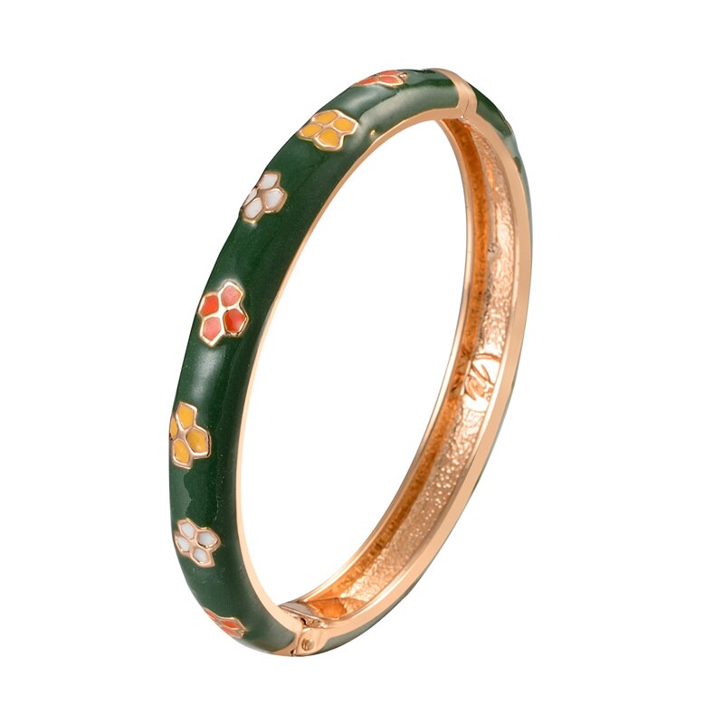Enamel Floral Bracelets For Women Bangle On Hand Hawaiian Cloisonne India African Jewelry Women's Hand Bracelets Designer Gifts