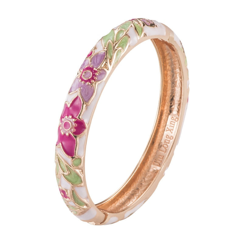 Bangle For Women Double Enamel Bangle Set Cloisonne Women's Jewelry Accessories Indian Style Dubai Trendy Metal Bracelet On Hand