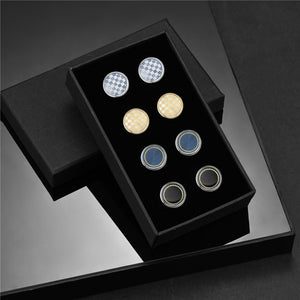 Round Man Shirt Cufflink With Box 4 Pairs Set Tie Clips Cufflinks For Mens Wedding Guests Gifts Husband Luxury Jewelry Business