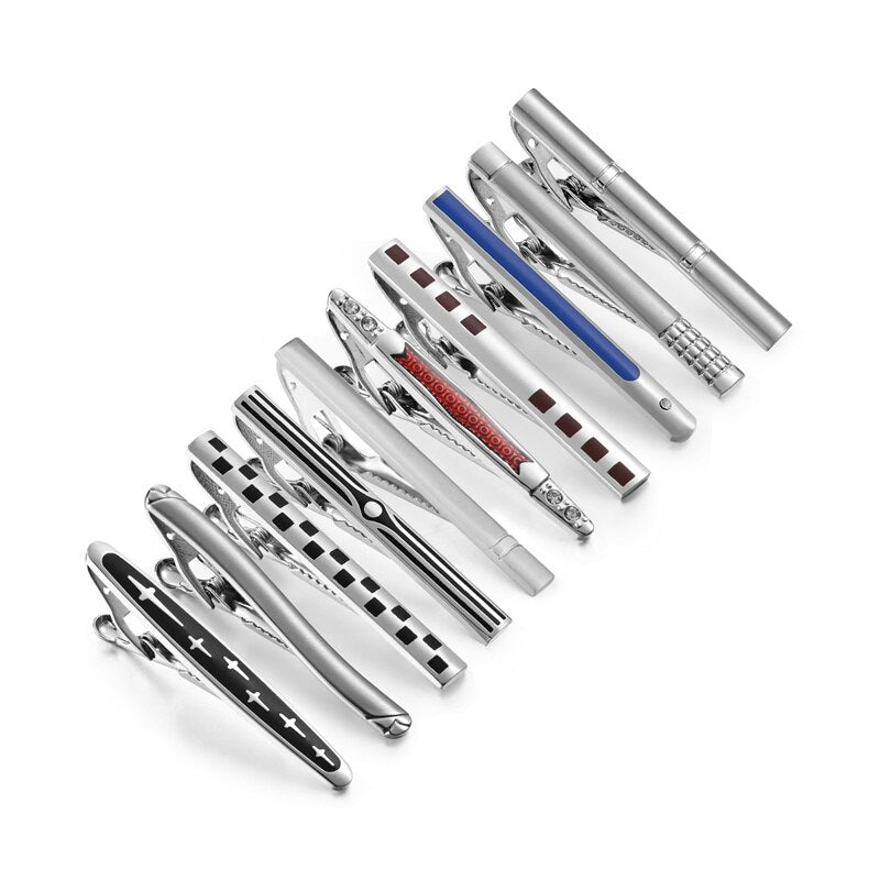 8 PCS Tie Clip Set With Gift Box Wedding Souvenir Guests Gifts Man Shirt Cufflink Men's Gift For Husband Luxury Jewelry Business