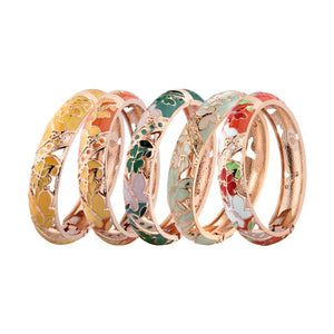 Enamel Bracelets For Women Bangle On Hand Floral Cloisonne Butterfly India African Jewelry Women's Hand Bracelets Designer Gifts