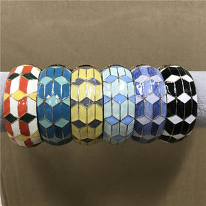 UJOY Wide Cuff Bracelet Latest Design Colorful Enamel  Handmade Spring Hinged  Jewelry  Gift