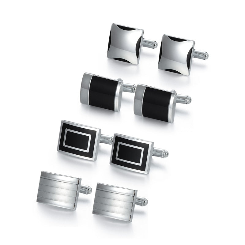 4 Pairs Set CuffLinks For Mens Wedding Guests Gift Souvenirs Man Shirt Cufflink With Gift Box Luxury Jewelry Business Tie Clips