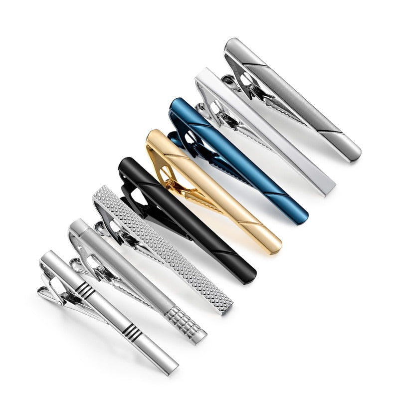 8 PCS Tie Clip Set With Gift Box Wedding Souvenir Guests Gifts Man Shirt Cufflink Men's Gift For Husband Luxury Jewelry Business