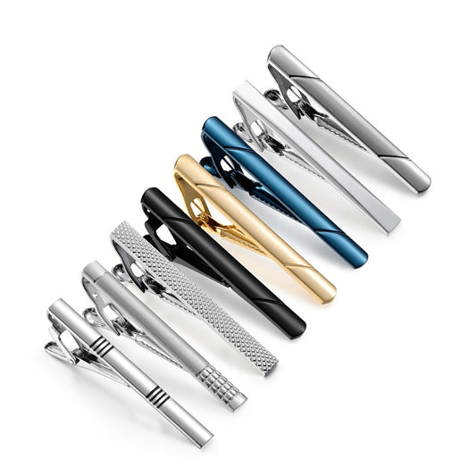 8 PCS Tie Clip Set With Gift Box Wedding Souvenir Guests Gifts Man Shirt Cufflink Men's Gift For Husband Luxury Jewelry Business