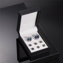 Load image into Gallery viewer, Wedding Man Cuff Link Set Luxury Man Shirt Cufflinks Blue Clock Wed Cufflink Shirts Studs Button And Cufflinks For Mens Tie Clip