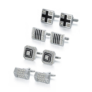 4 Pairs Set CuffLinks For Mens With Box Luxury Jewelry Gifts Man Shirt Cufflink Wedding Souvenirs For Guests Business Tie Clips