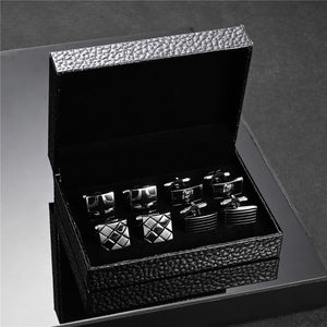 4 Pairs Set CuffLinks For Mens Wedding Guests Gift Souvenirs Man Shirt Cufflink With Gift Box Luxury Jewelry Business Tie Clips
